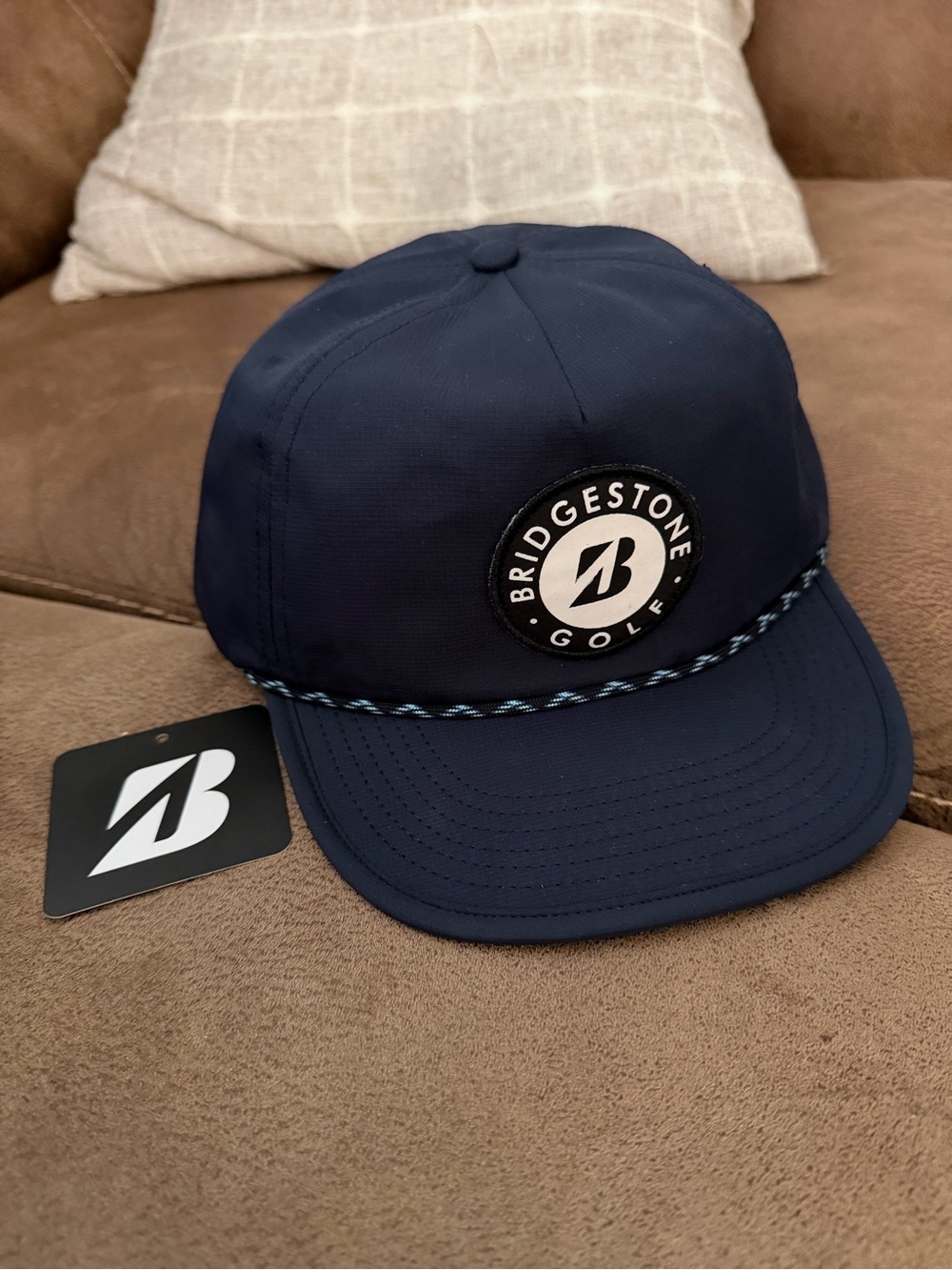Bridgestone Golf Navy Rope-Trim Cap Snapback Dad Hat 100% Polyester NWT